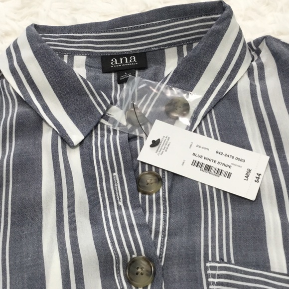 A.N.A - Blue and White Striped Blouse - Picture 3 of 6
